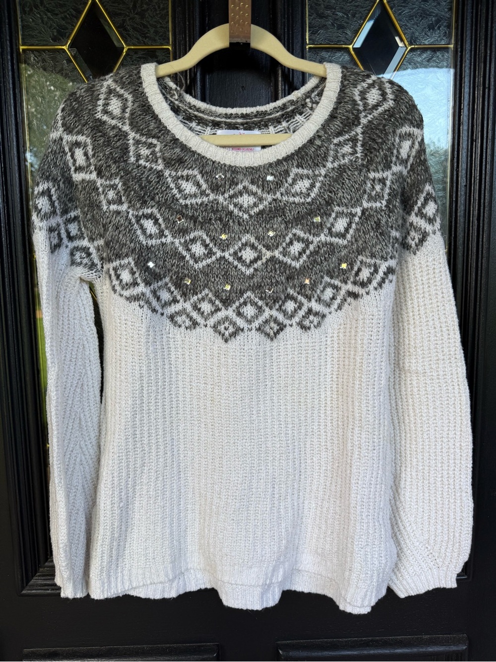 🛑 "Justice” Fair Isle Knitted Pullover Sweater - Size 18 (XXL) Girls (GUC)